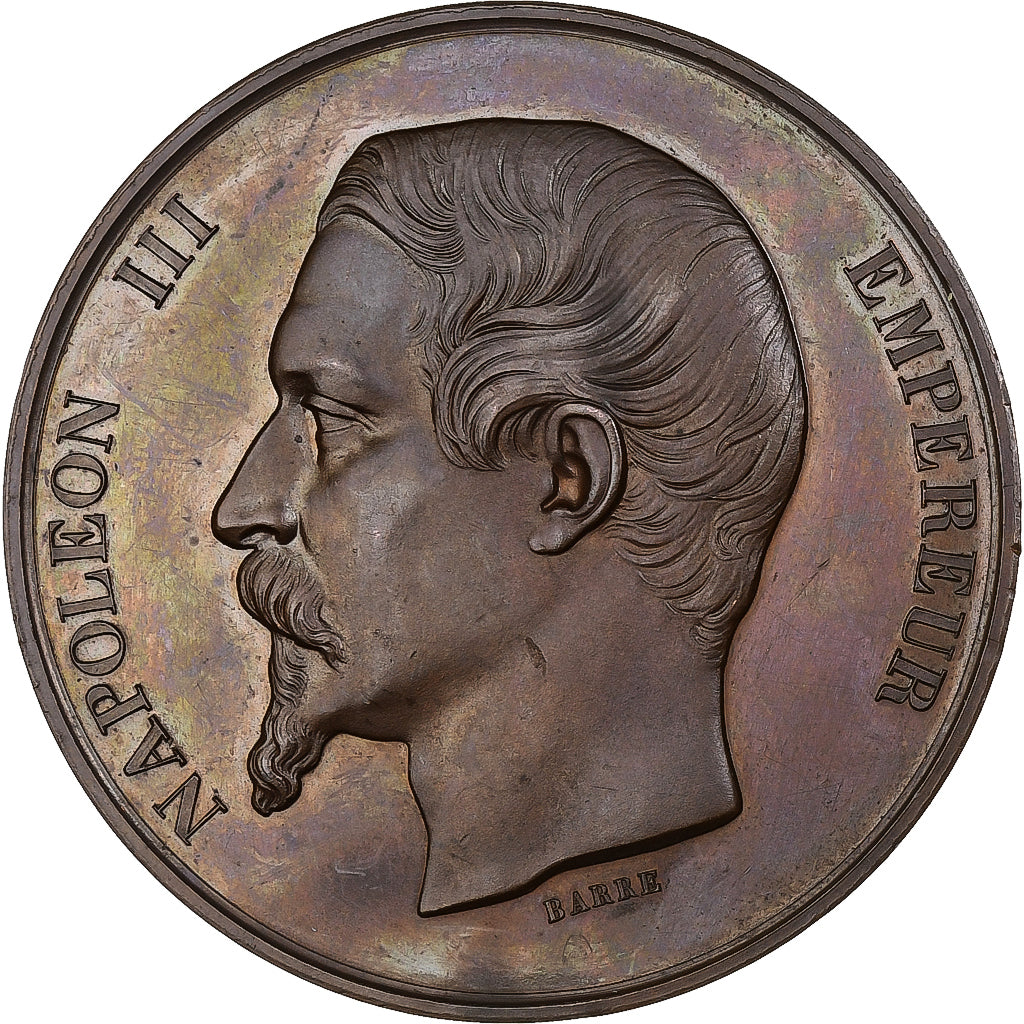 France, Medal, Napoleon III, Concours Agricole de Strasbourg, 1856, Copper