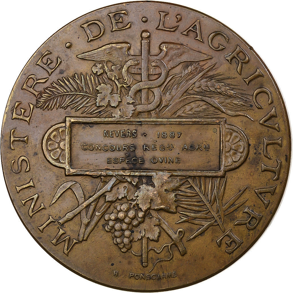 Frankrijk, Medaille, Concours Régional Agricole, Nevers, 1887, Bronzen