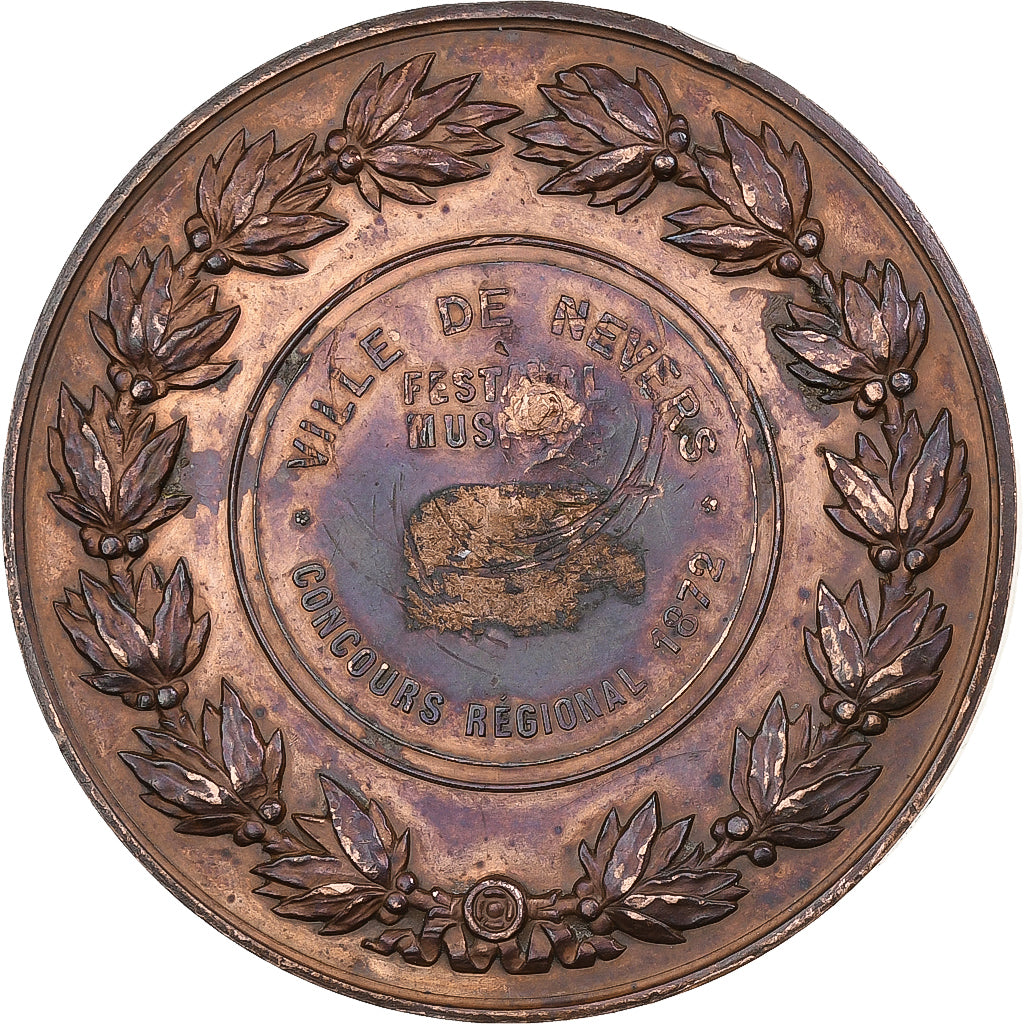França, medalha, Concours Régional Musical, Nevers, 1872, Cobre, Gayrard
