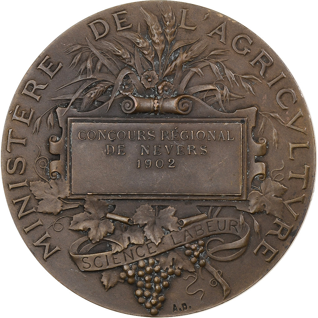France, Medal, Concours Régional Agricole, Nevers, 1902, Bronze, Dubois.A