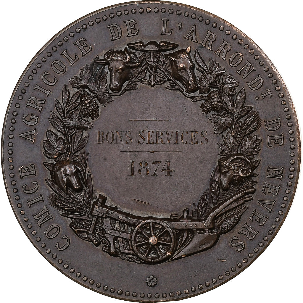 França, medalha, Comice Agricole de l'Arrondissement de Nevers, 1874, Bronze