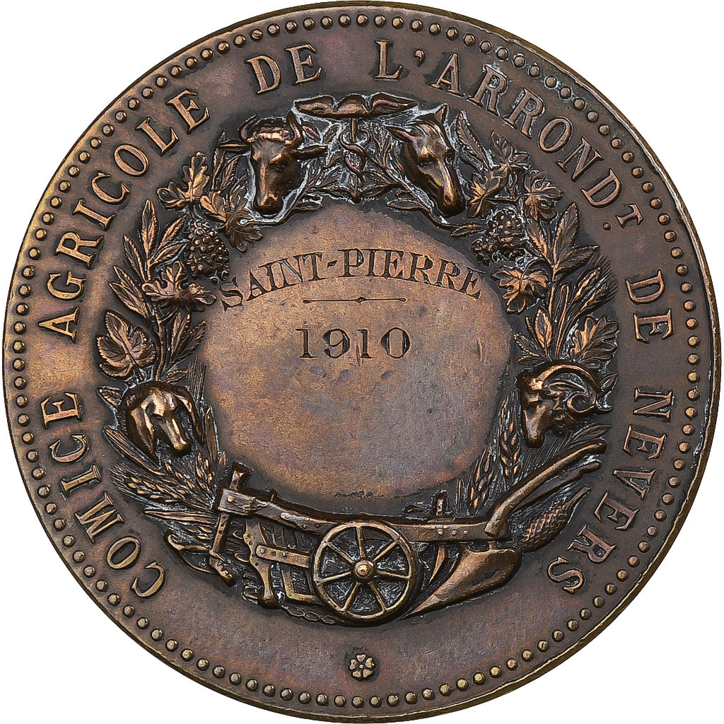 Francia, medalla, Comice Agricole de l'Arrondissement de Nevers, 1910, Bronce