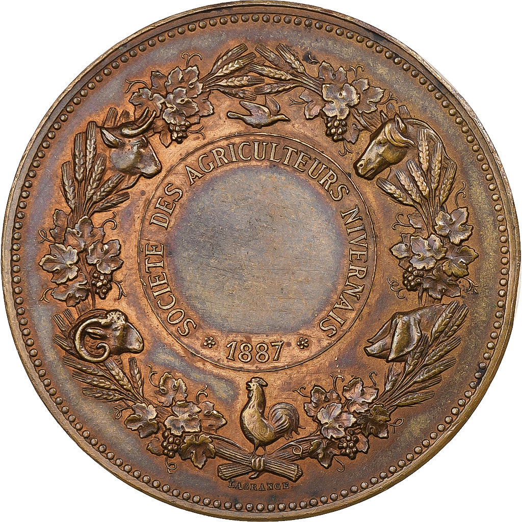 Francja, medal, Agriculteurs du Nivernais, 1887, Brązowy, Vauthier Galle