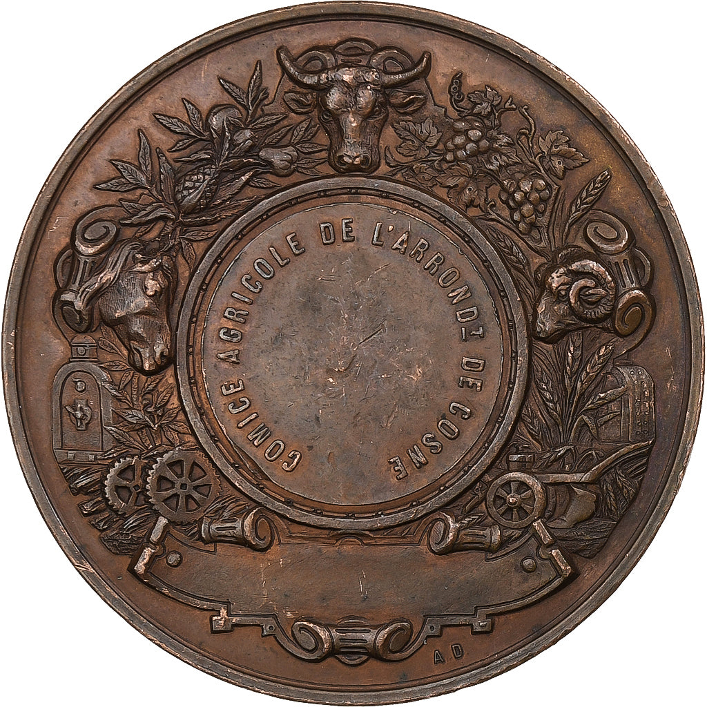 France, Medal, Comice Agricole de l'Arrondissement de Cosne, n.d., Copper