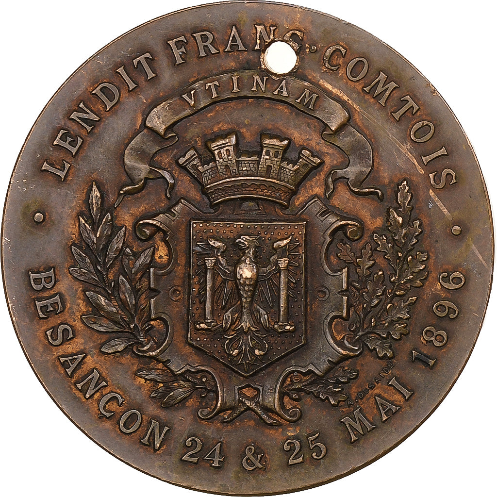 France, Medal, Lendit Franc-Comtois, Besançon, 1896, Bronze, Roty, AU(50-53)