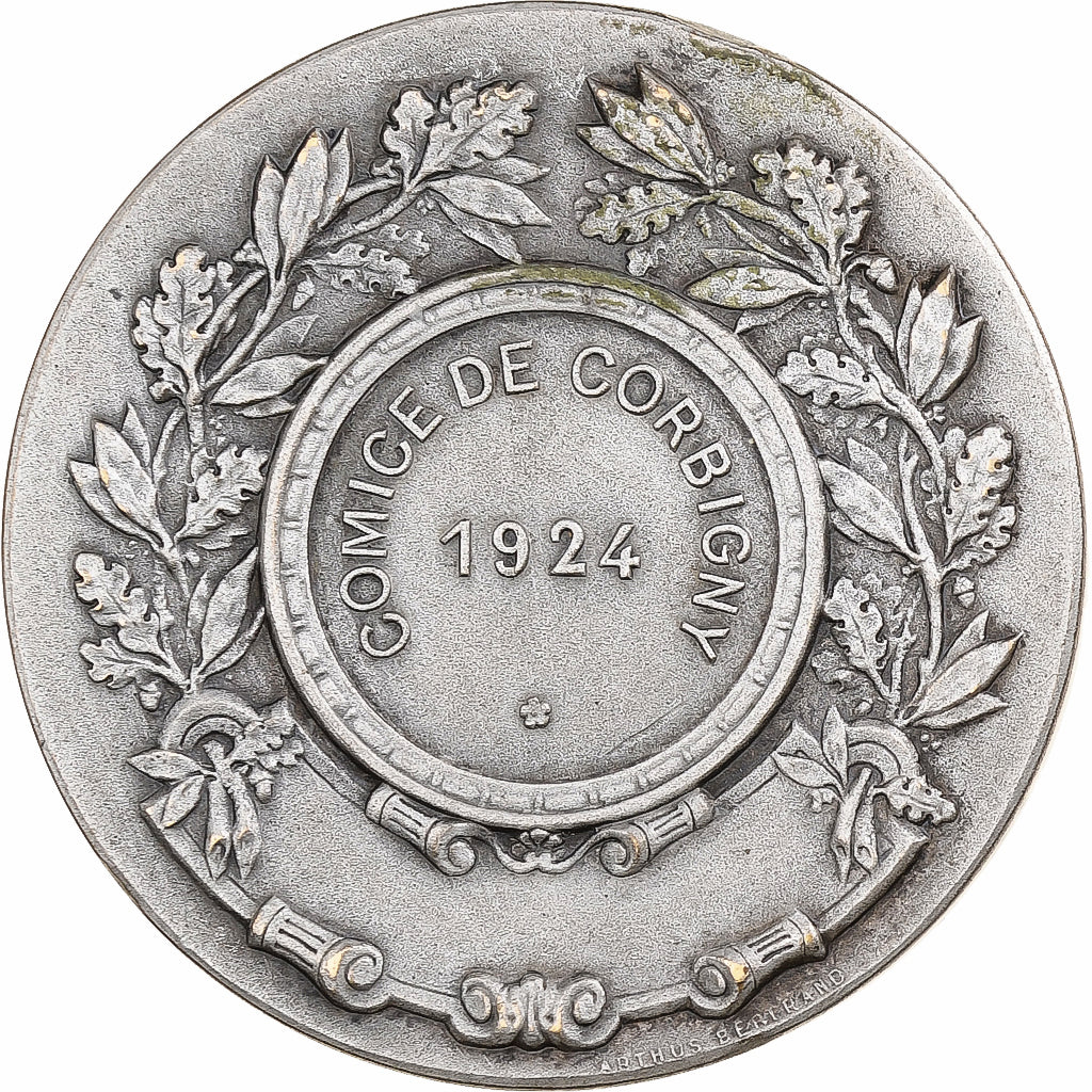 France, Médaille, Comice Agricole de Corbigny, 1924, Bronze argenté, SUP