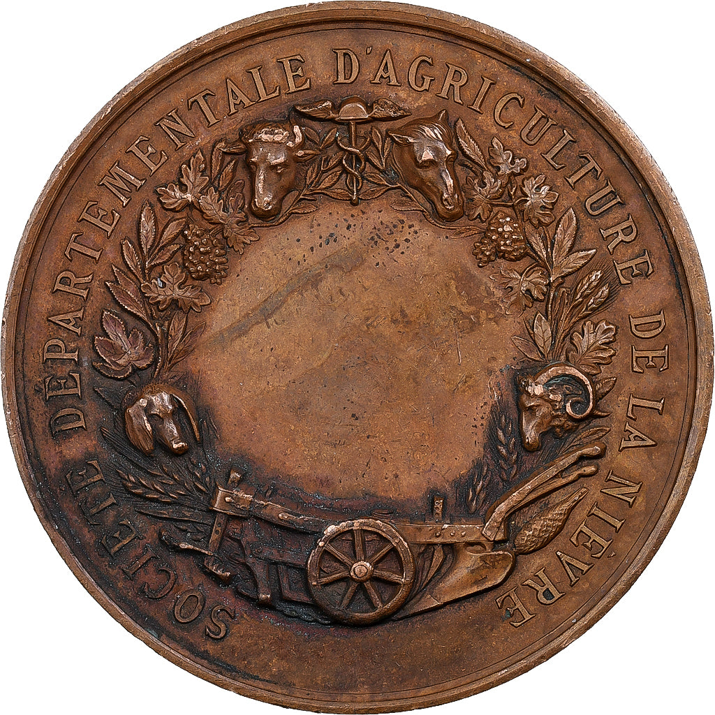 France, Medal, Société d'Agriculture de la Nièvre, 1870, Copper, AU(55-58)