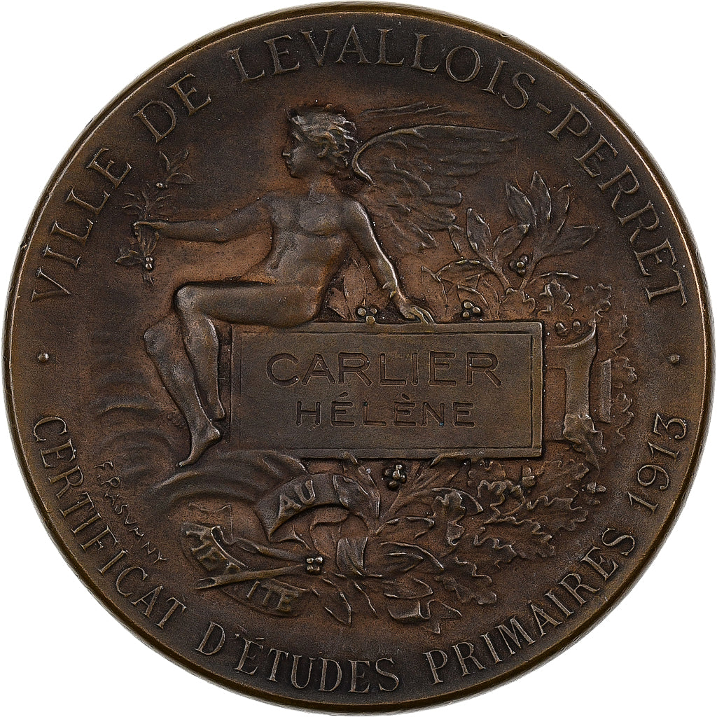 Francja, medal, Ville de Levallois-Perret, Certificat d'Études Primaires, 1913