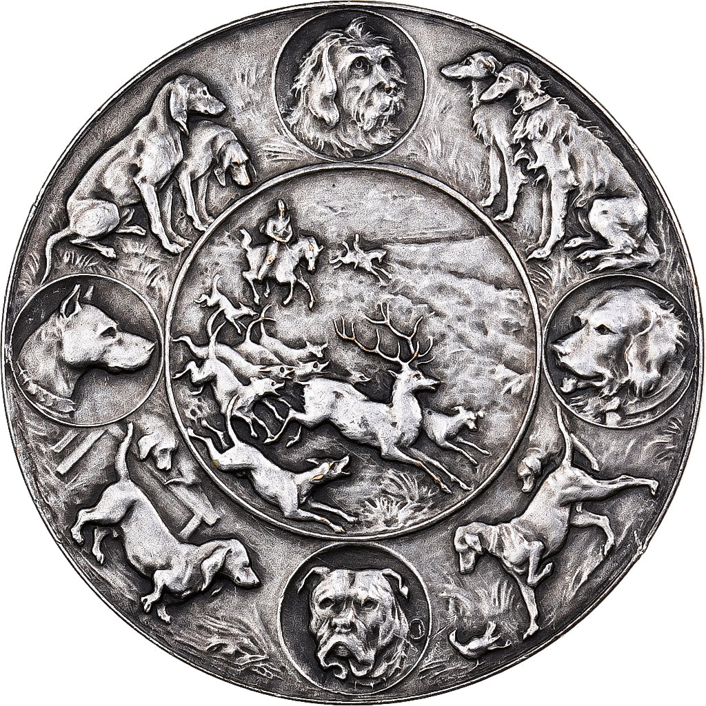 Francja, medal, Société canine de l'Est, n.d., Brąz posrebrzany, AU(55-58)