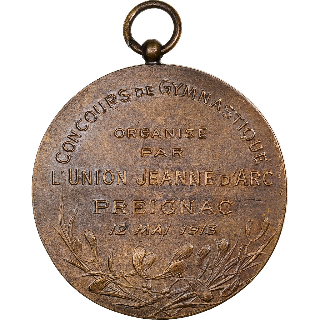 Francia, medaglia, Concours de Gymnastique, Union Jeanne d'Arc, Preignac, 1913