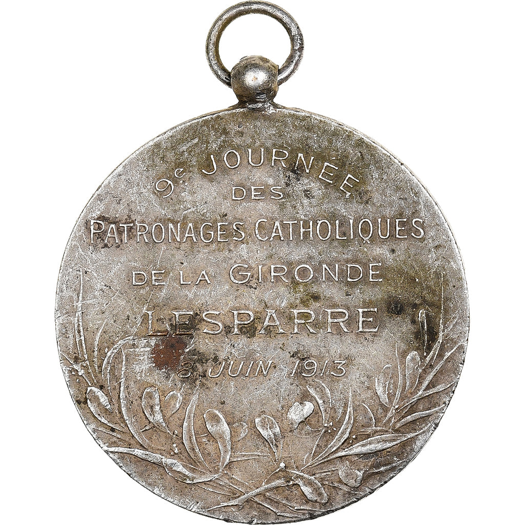 Francia, medaglia, Patronages Catholiques de la Gironde, 1913, Bronzo argentato