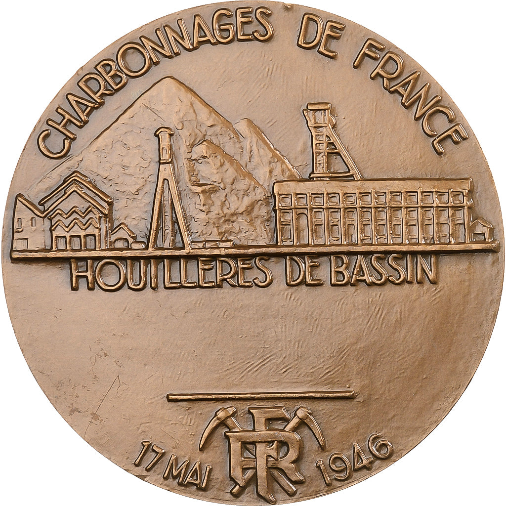 France, Médaille, Mines, Charbonnages de France, Houillères de Bassin, n.d.