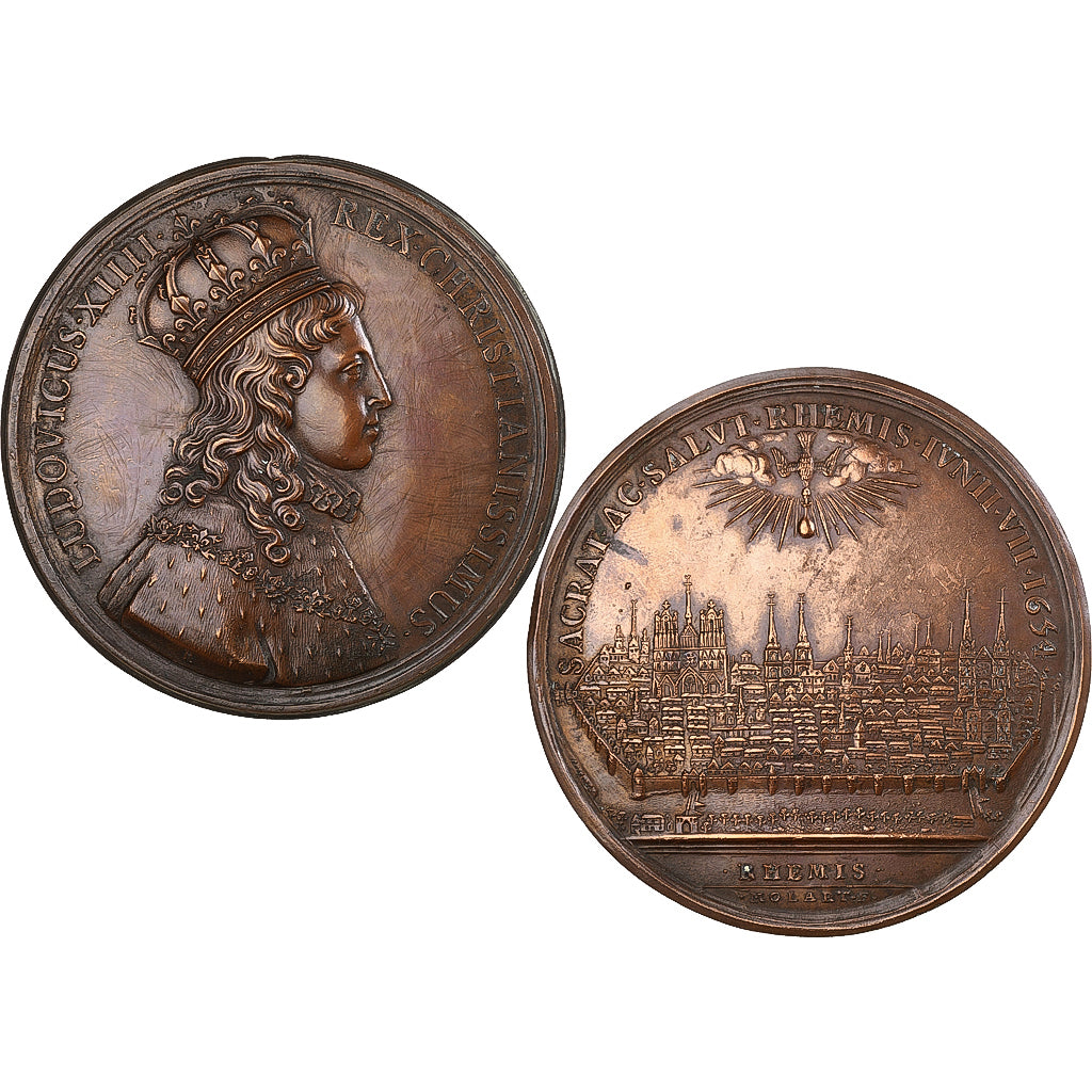 França, medalha, Luís XIV, Sacre à Reims, n.d., Bronze, Molart, Uniface