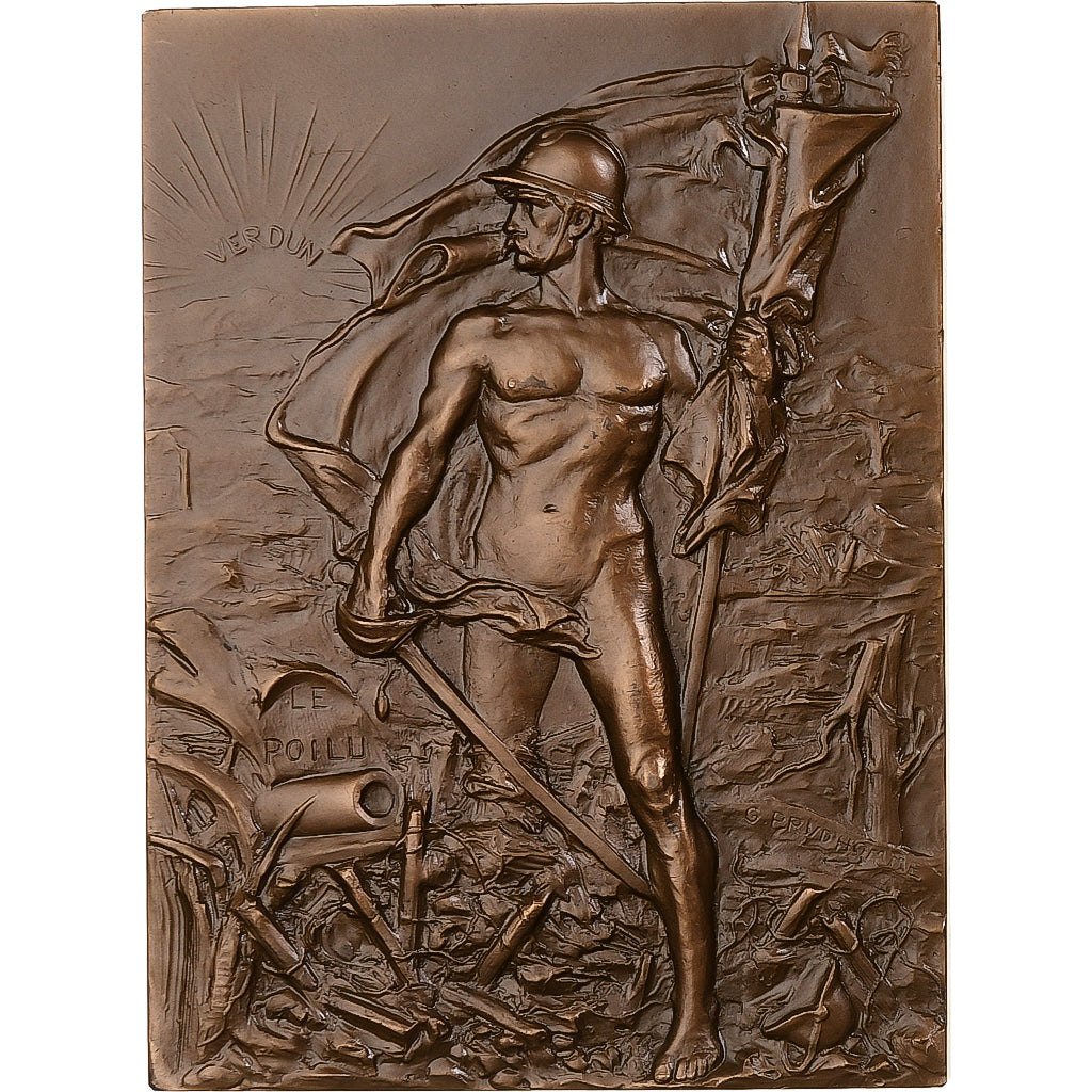 Francja, Plaquette, La France à Verdun, Le Poilu, n.d. (1976), Brązowy