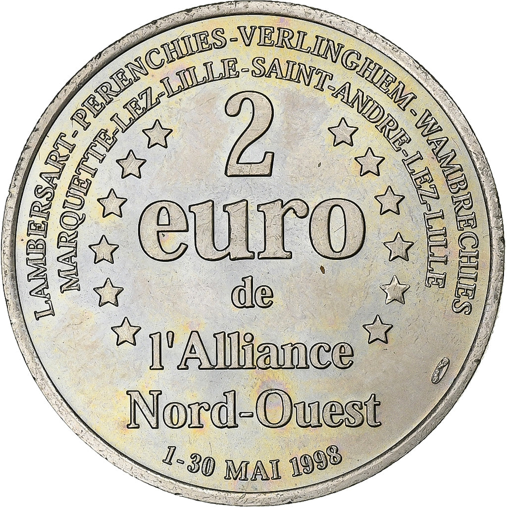 Francja, Token, 2 Euro de l'Alliance Nord-Ouest, 1998, Miedź-Nikiel, AU(55-58)
