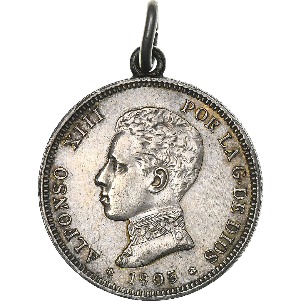 Hiszpania, 2 Pesetas, Alfonso XIII, 1905, Srebro, AU(55-58)