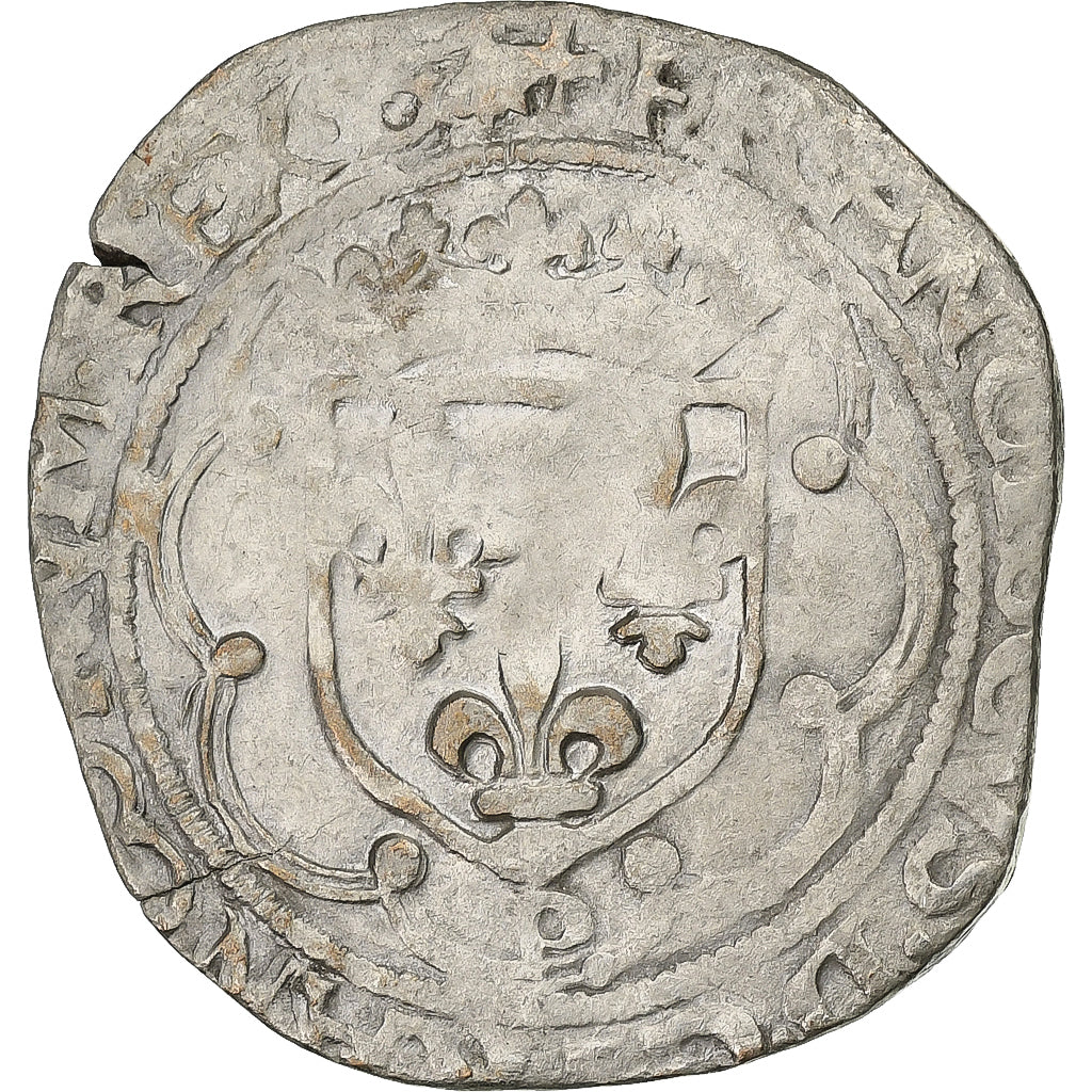 France, François Ier, Douzain à la croisette, n.d., Dijon, Billon, TB+