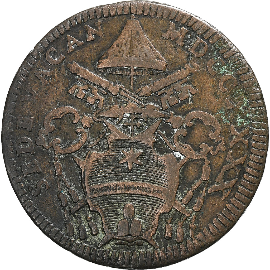 Papal States, Baiocco, Sede Vacante, 1740, Rome, Bronze, S