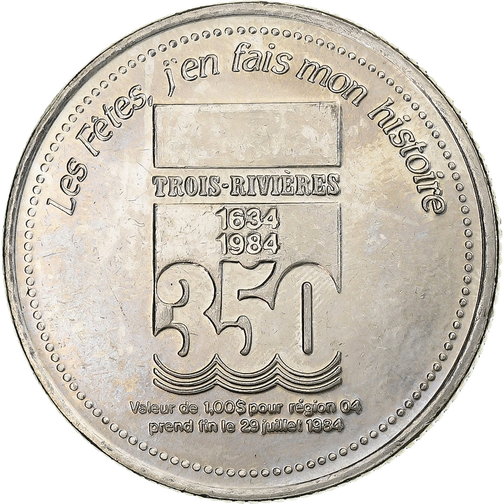 Quebec, Dollar, Trois-Rivières, 350 Ans, Sieur de Laviolette, 1984, Nickel