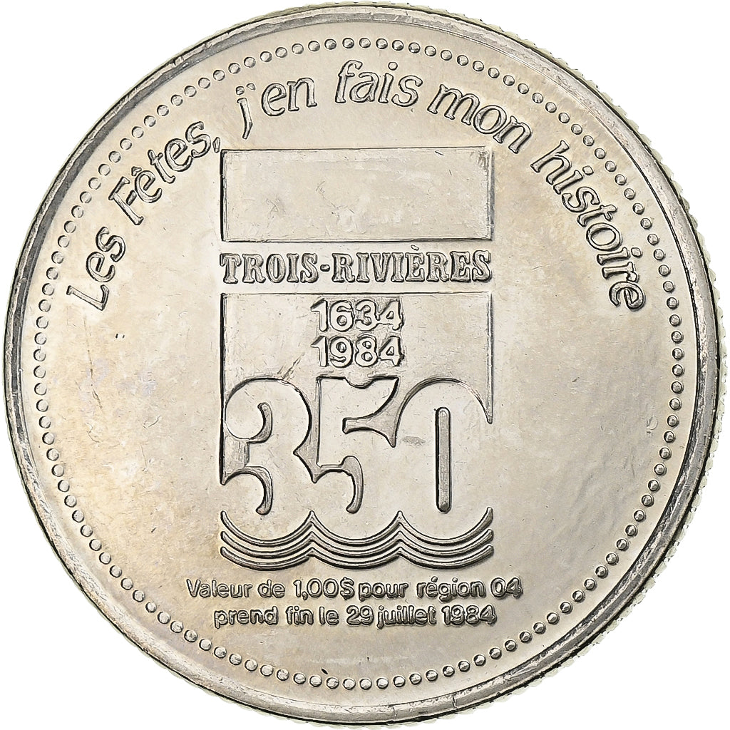 Quebec, Dollar, Trois-Rivières, 350 Ans, Sieur de Laviolette, 1984, Nickel