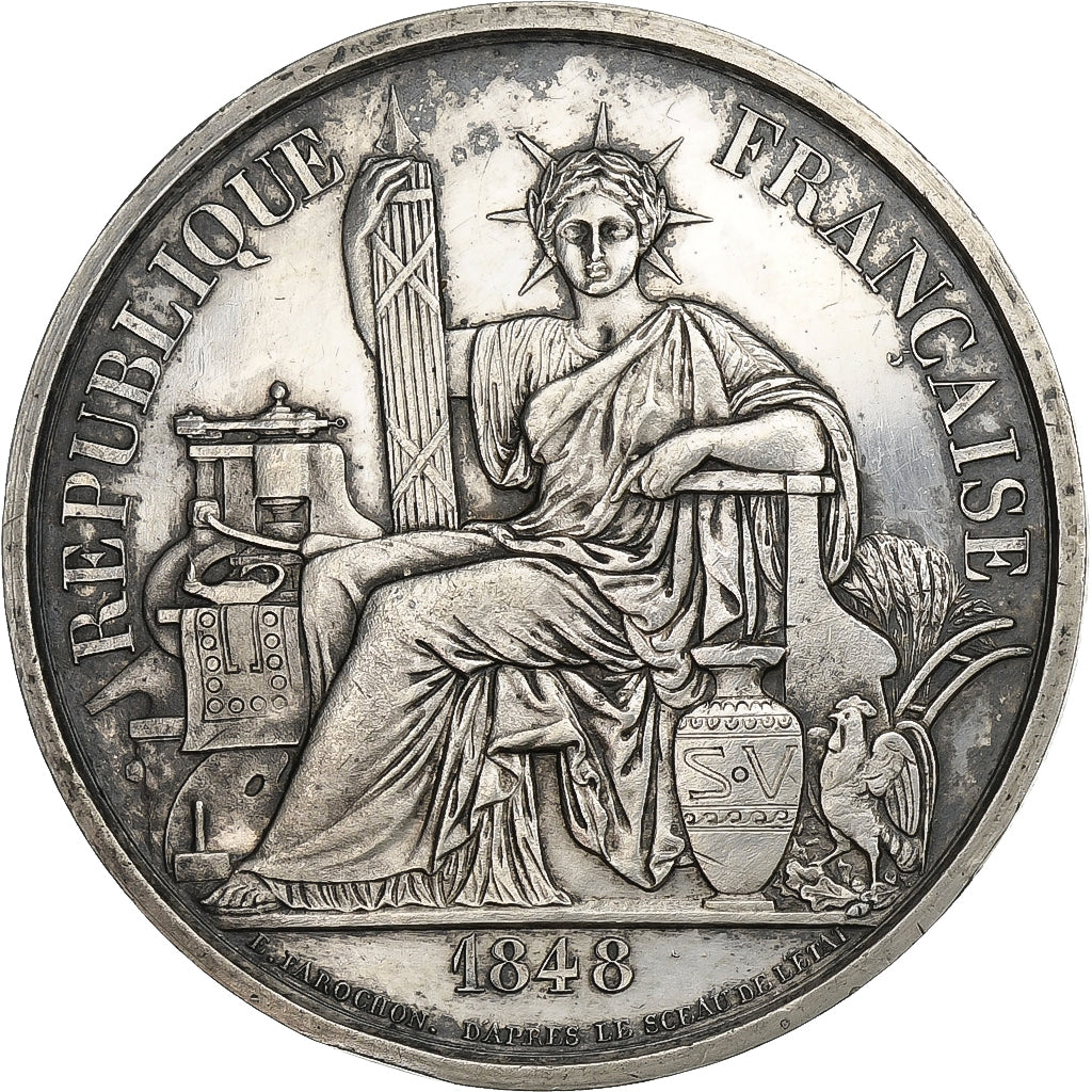 France, Token, Imprimerie Nationale, 1848, Silver, Farochon, AU(55-58)