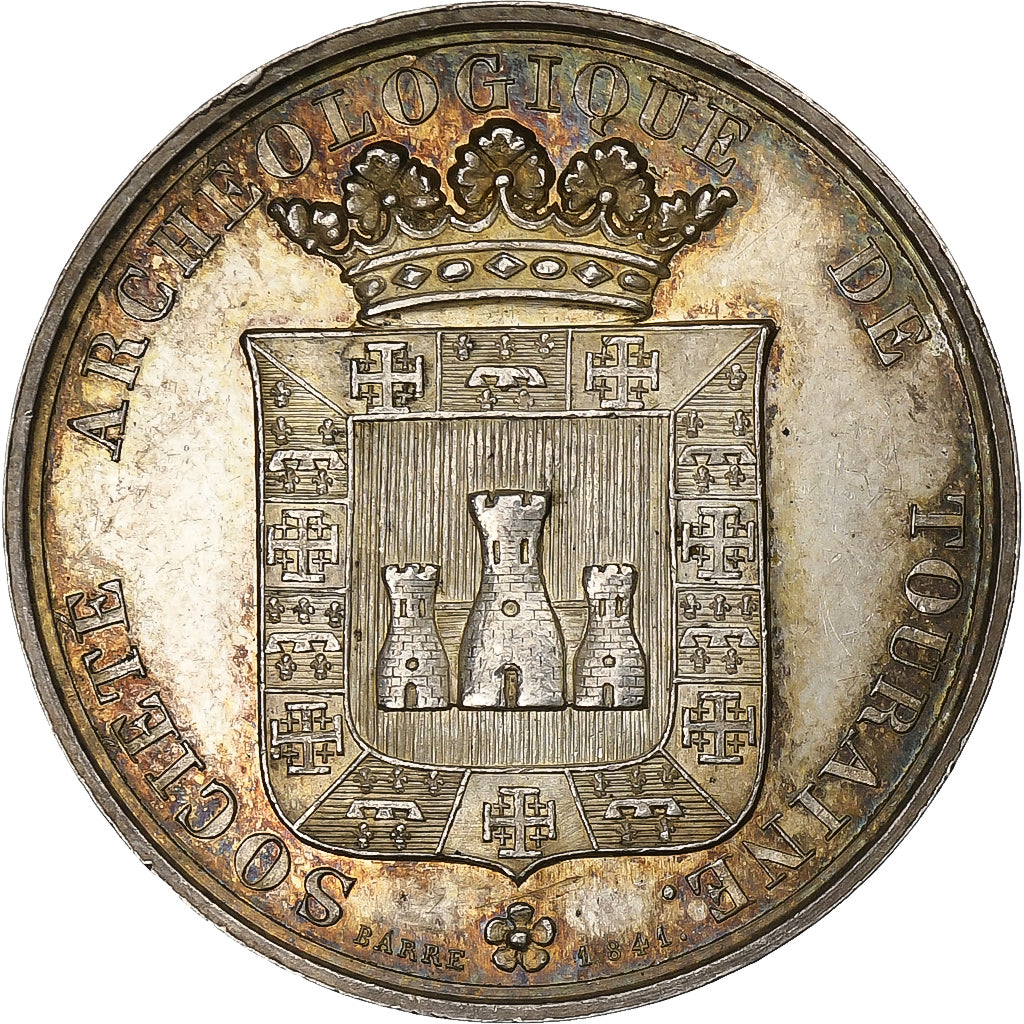 France, Token, Société Archéologique de Touraine, 1841, Silver, Barre
