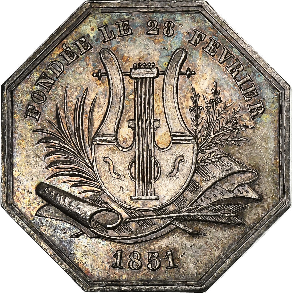 France, Token, Musique, Syndicat, SACEM, 1851, Silver, AU(55-58)