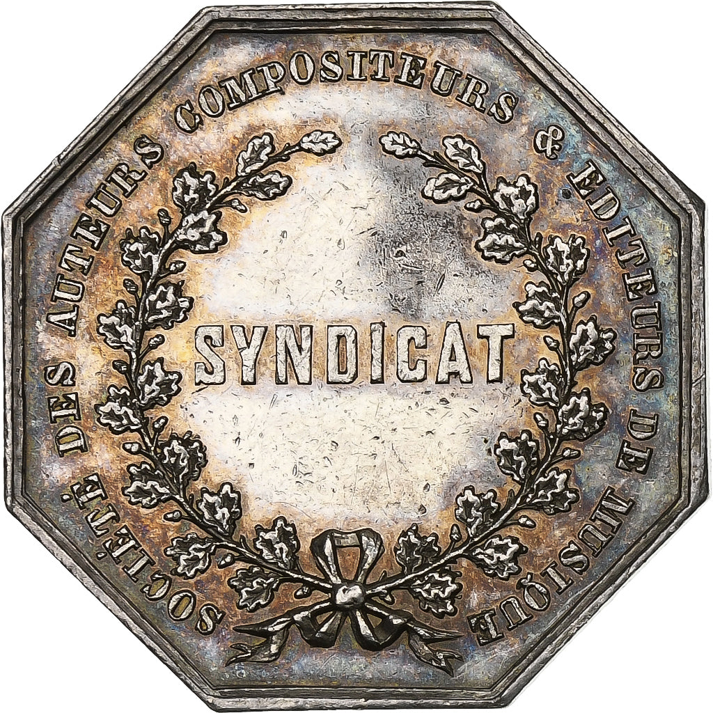 France, Token, Musique, Syndicat, SACEM, 1851, Silver, AU(55-58)