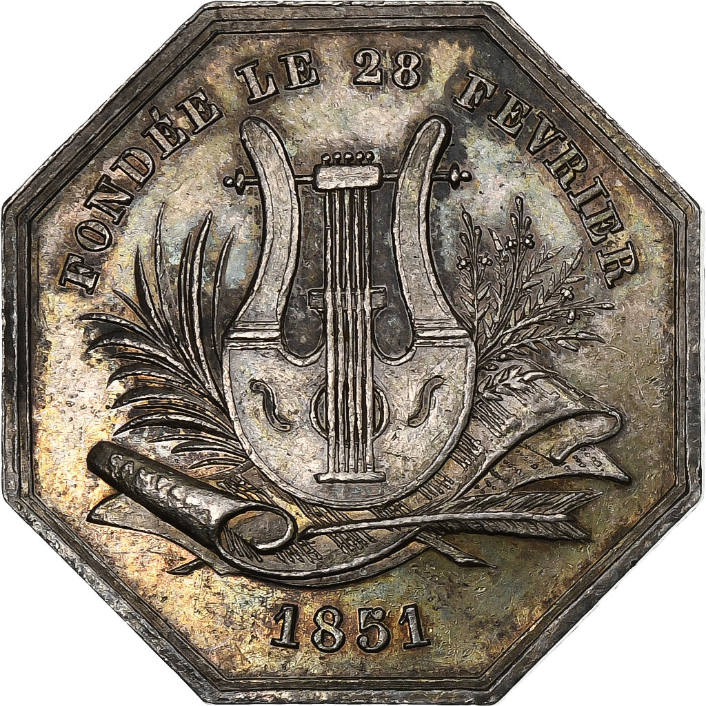 France, Token, Musique, Syndicat, SACEM, 1851, Silver, AU(55-58)