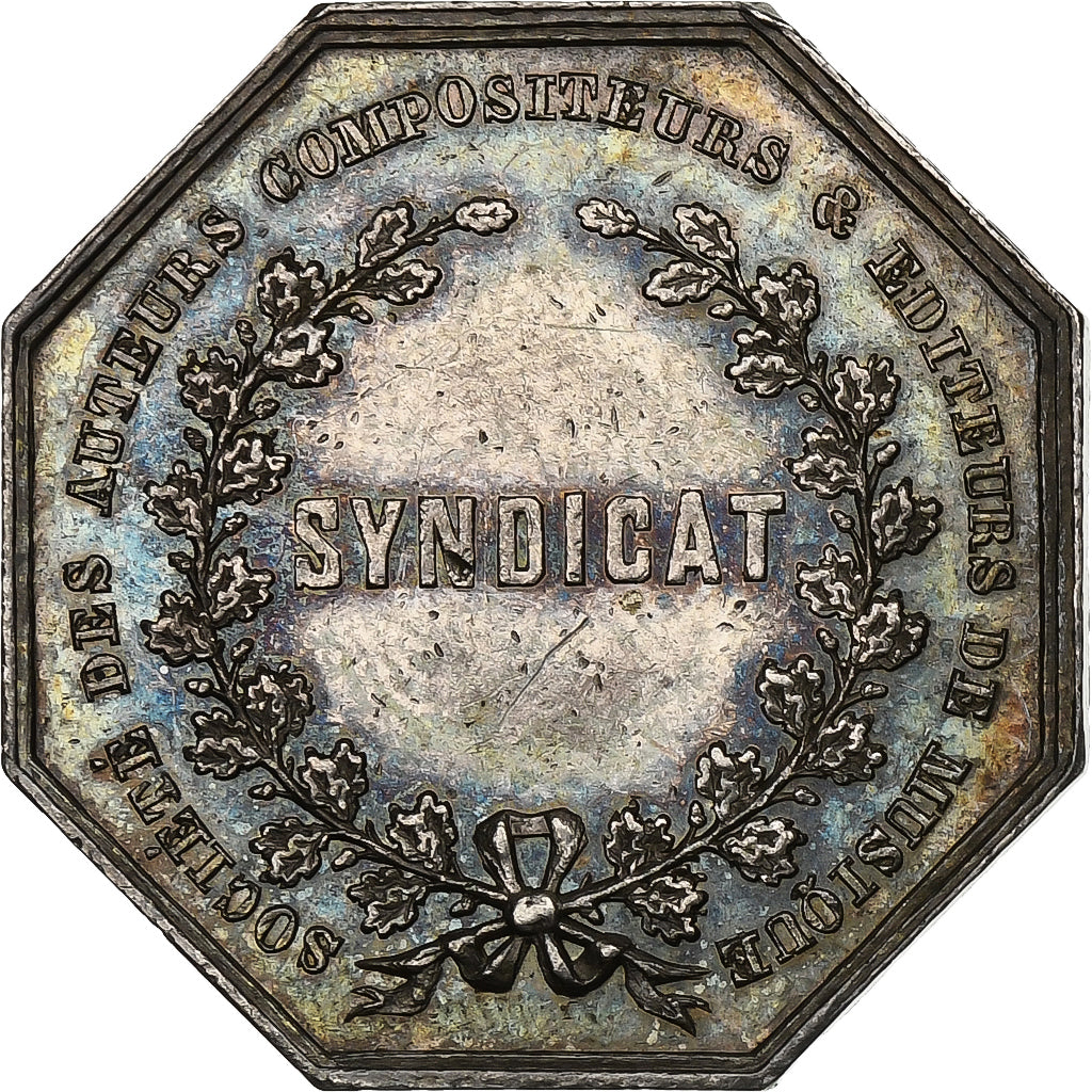 France, Token, Musique, Syndicat, SACEM, 1851, Silver, AU(55-58)