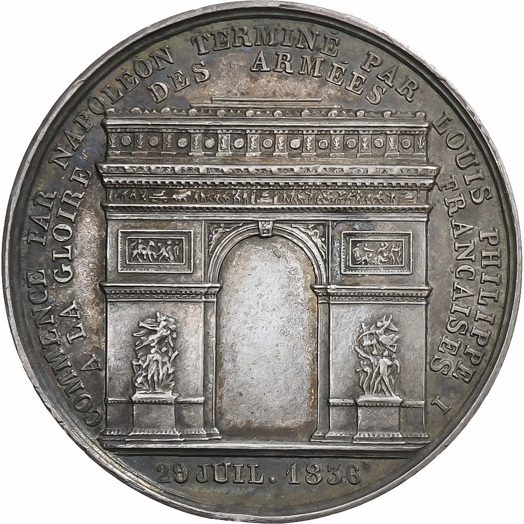 Francia, ficha, Louis Philippe I, Arc de Triomphe, 1836, Argento, Barre, SPL