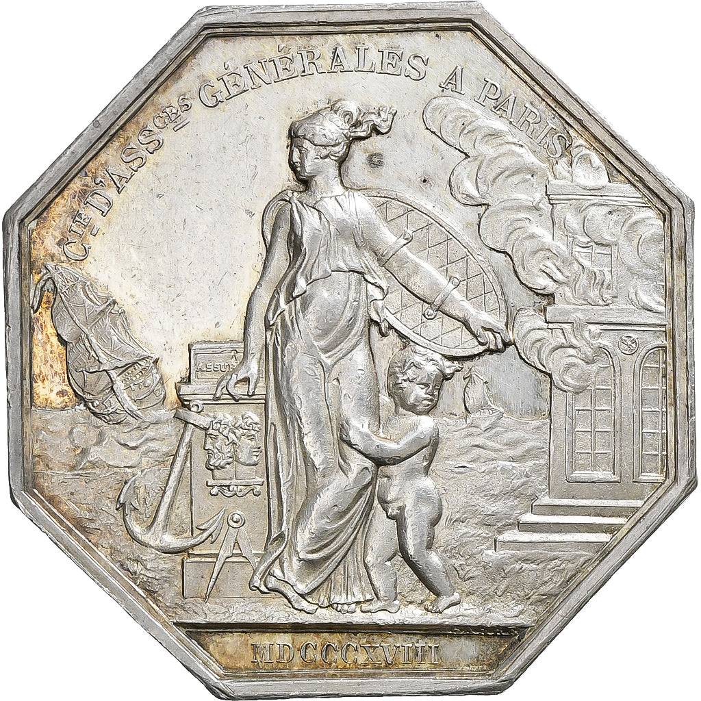 France, Token, Louis XVIII, Compagnie d'Assurances Générales à Paris, 1818