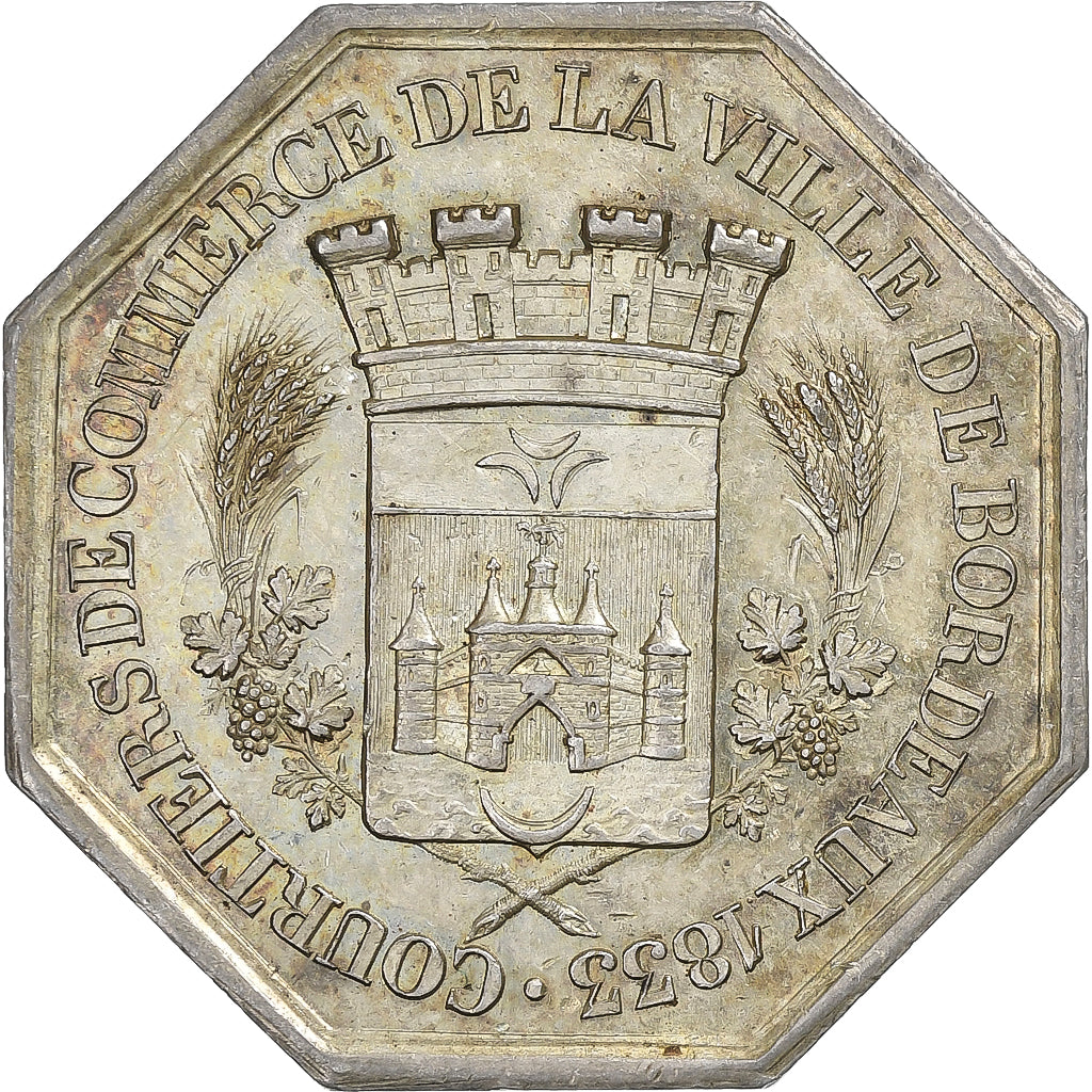 Francia, ficha, Courtiers de commerce de Bordeaux, 1833, Argento, Caqué, SPL