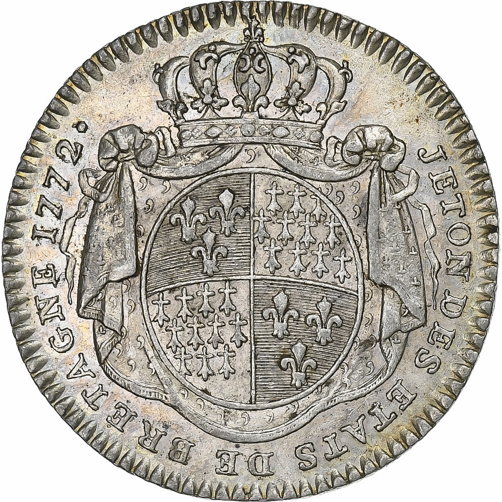 France, Token, Louis XV, Etats de Bretagne, 1772, Silver, AU(55-58)