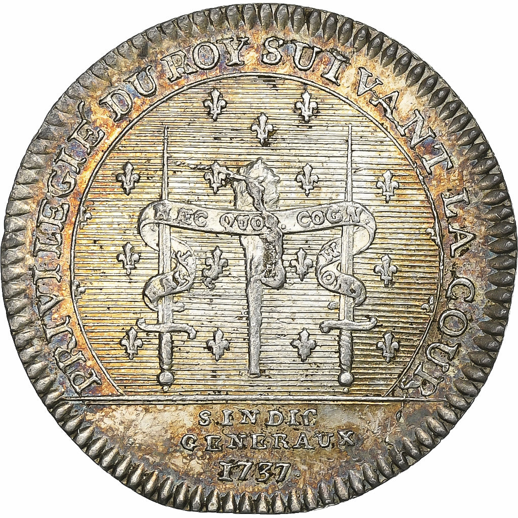 Francia, ficha, Louis XV, Maison du Roi, Syndics Généraux, 1737, Argento