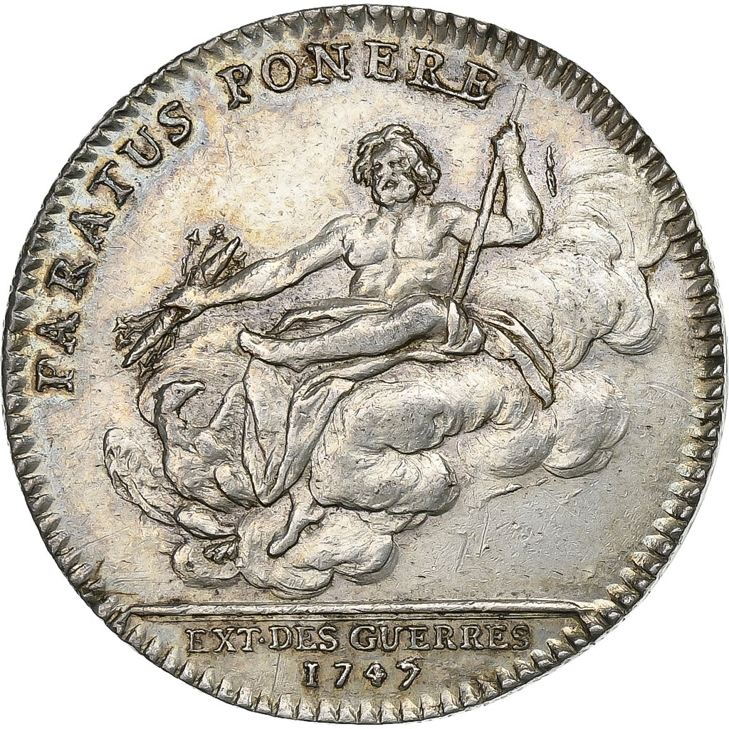 França, Token, Luís XV, Extraordinaire des Guerres, 1747, Prata, AU(55-58)