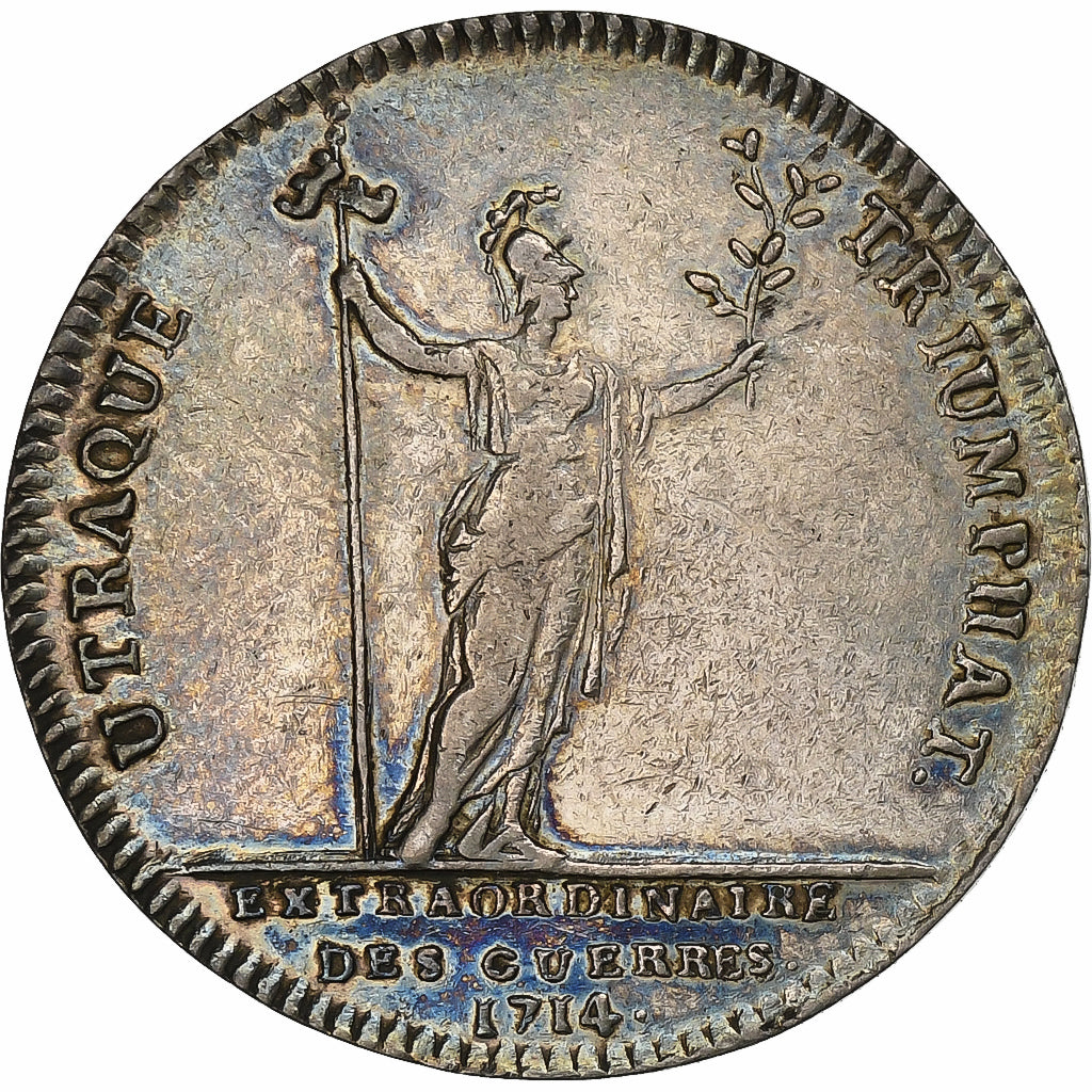 France, Token, Louis XIV, Extraordinaire des Guerres, 1714, Silver, AU(50-53)