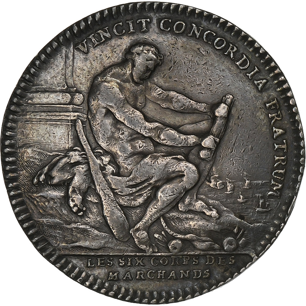 France, Token, Louis XVI, Hercule, les Six Corps des Marchands, n.d., Silver