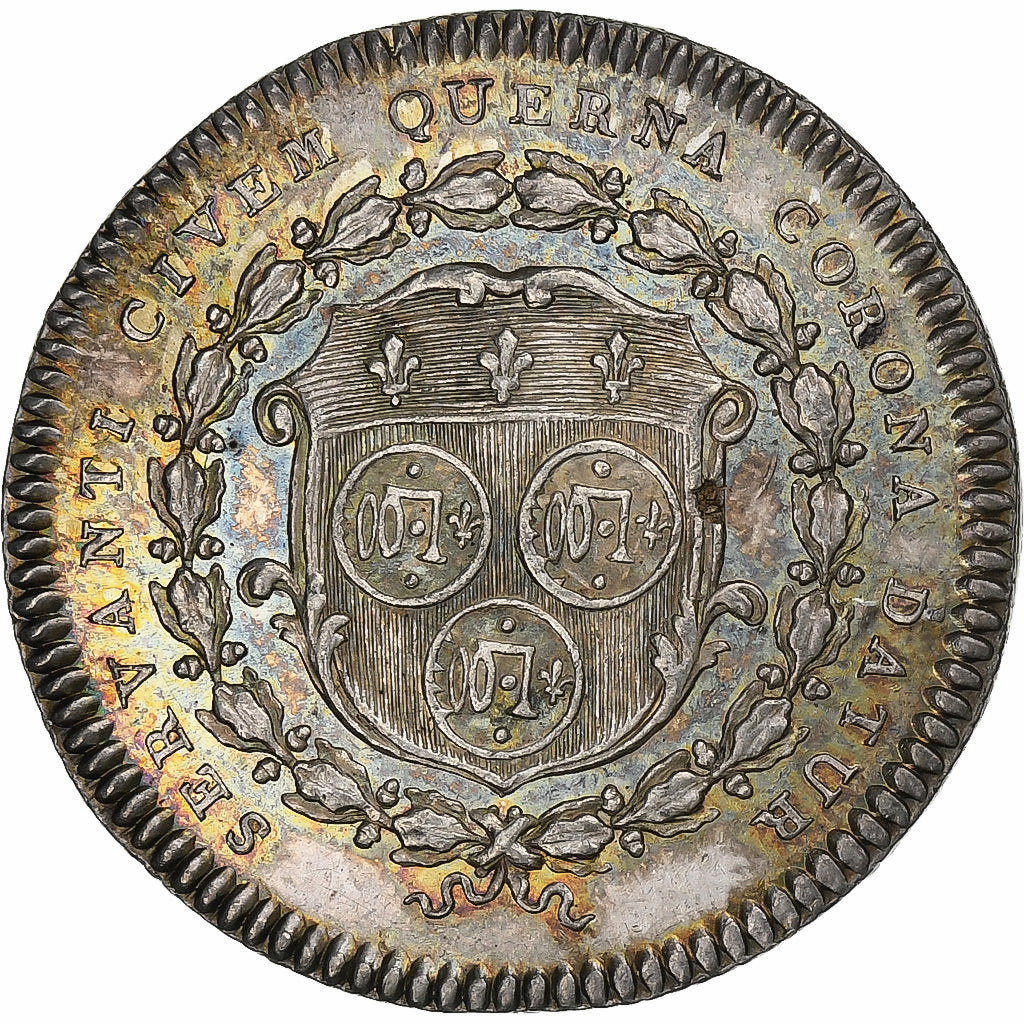 Francia, ficha, Louis XVI, Ville de Chartres, n.d., Argento, Duvivier, SPL
