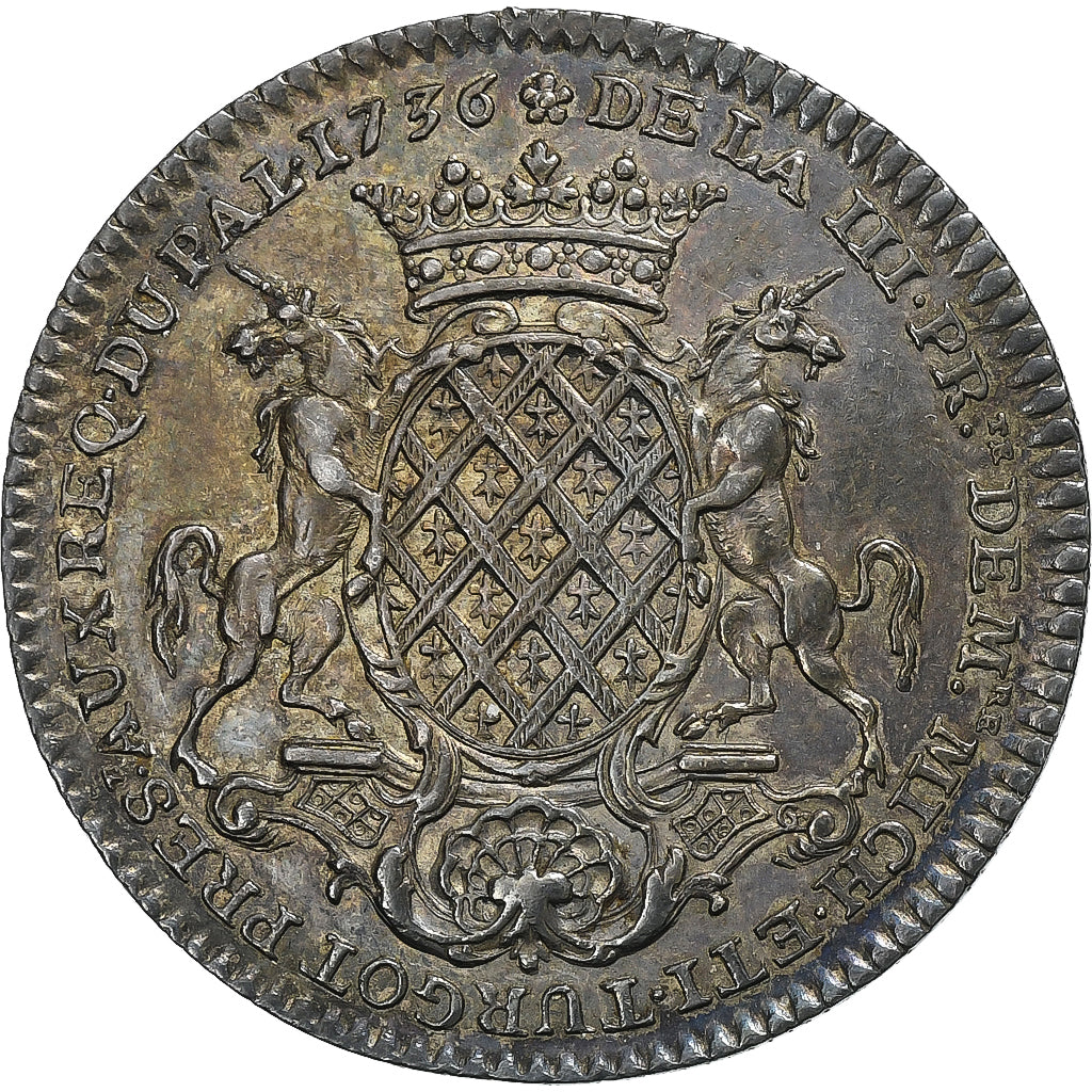 Francia, ficha, Michel-Étienne Turgot, prévôt de Paris, 1736, Argento, SPL-