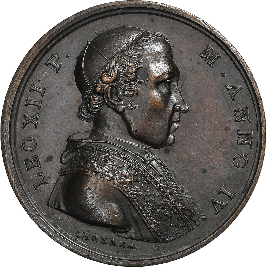 Papal States, Medal, Leo XII, 1827, Copper, Cerbara, MS(63)