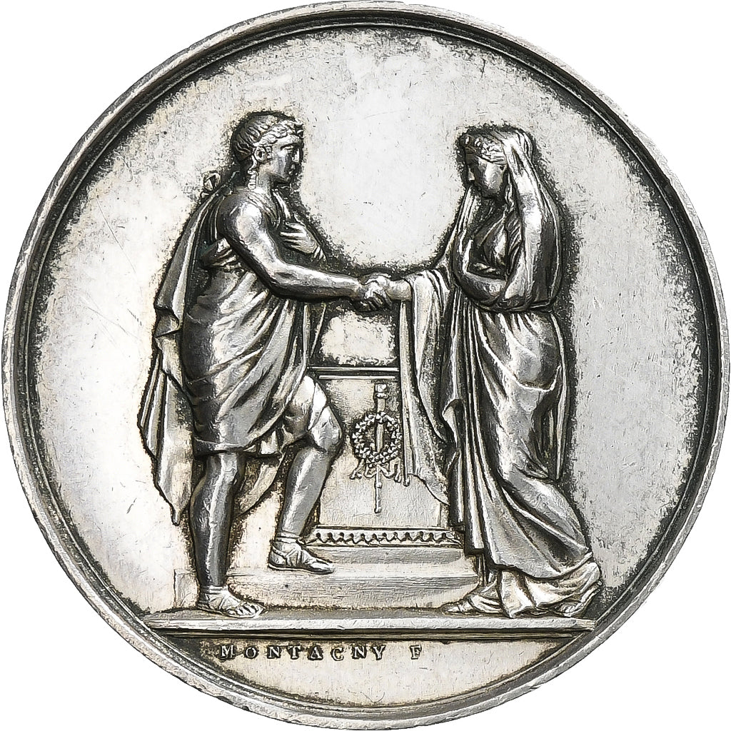 France, Médaille de mariage, 1852, Argent, SUP, Montagny