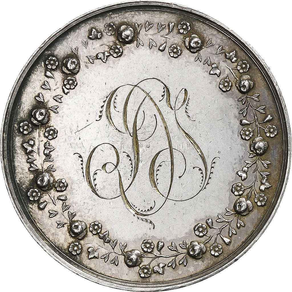 France, Médaille de mariage, 1852, Argent, SUP, Montagny