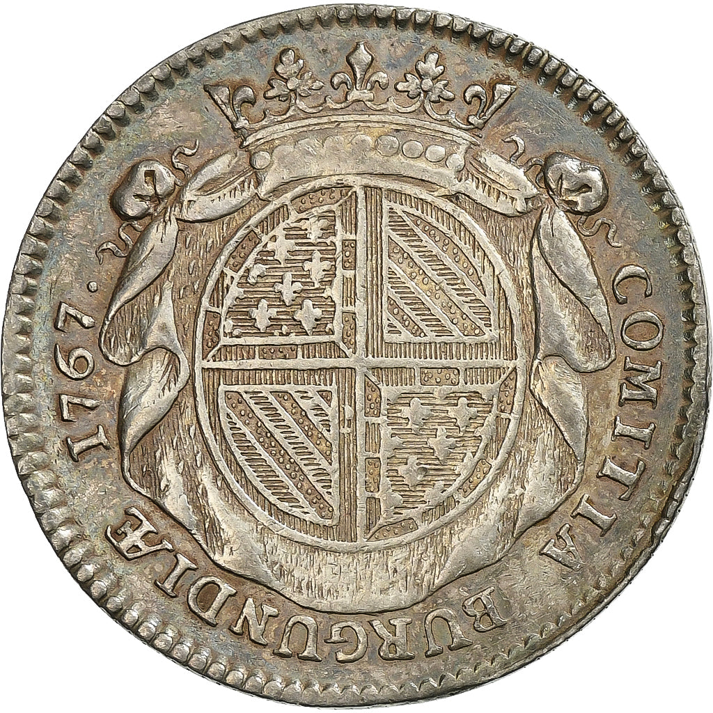 Francia, ficha, Louis XV, Etats de Bourgogne, 1767, Argento, Duvivier, BB+