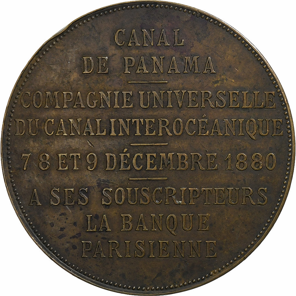 França, medalha, Percement du Canal de Panama, après 1880, Bronze, AU(55-58)