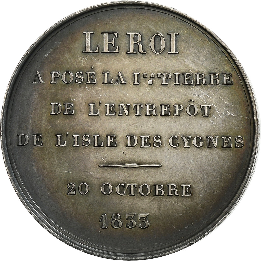 Francia, medaglia, Louis Philippe I, Entrepôt de l'Isle des Cygnes, 1833