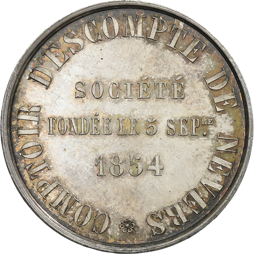 Francia, ficha, Comptoir d'Escompte de Nevers, 1854, Argento, SPL