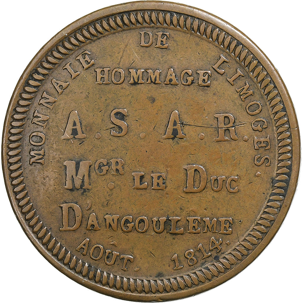 França, medalha, Visite de la Monnaie de Limoges par le duc d'Angoulême, 1814