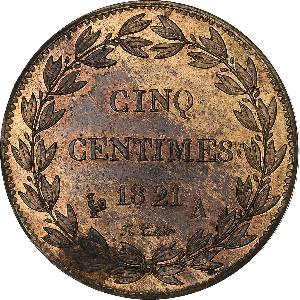Francia, Louis XVIII, 5 Centimes, 1821, Paris, Pattern, Bronzo, SPL-