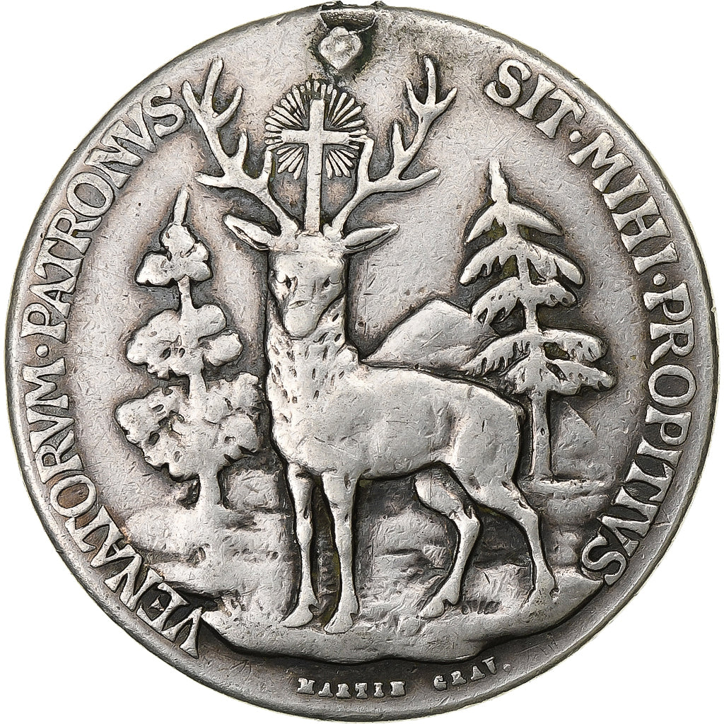 France, Médaille, Saint Hubert, Patron des Chasseurs, n.d., Argent, TTB